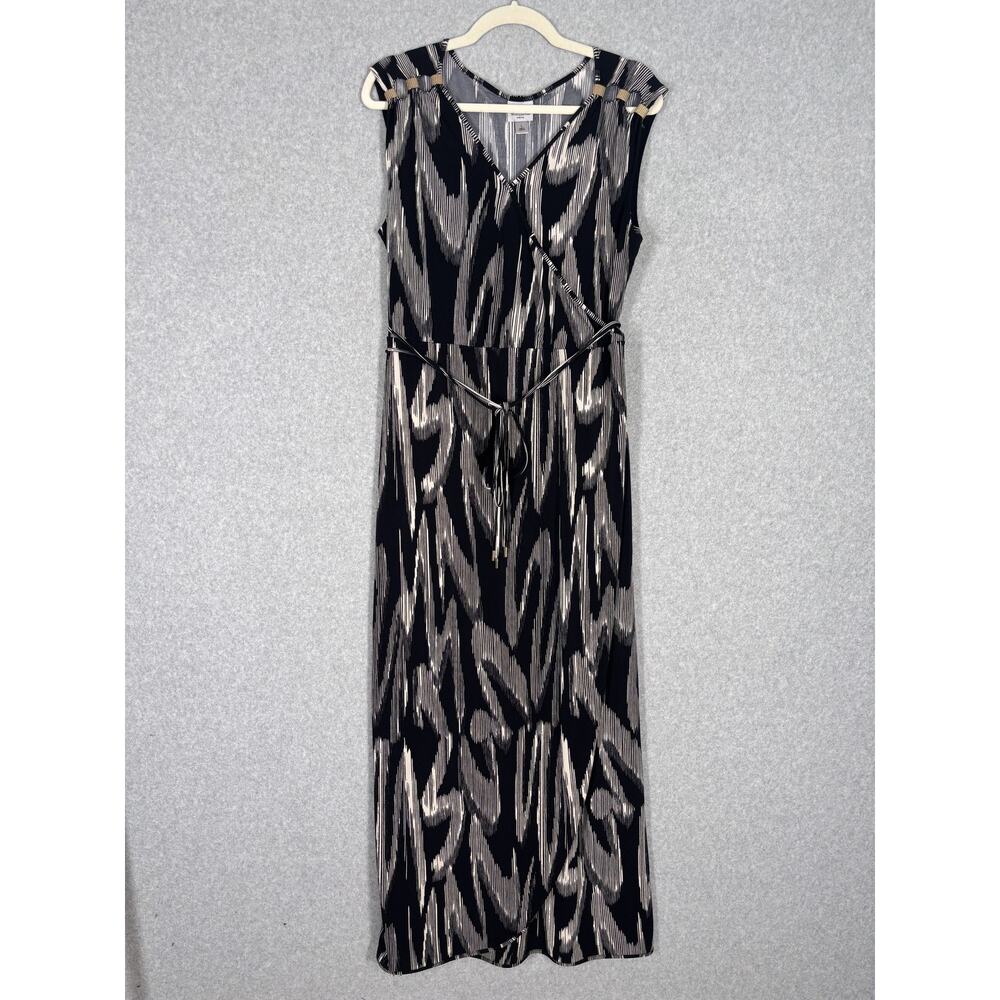 Worthington Dress Large Tan‎ Maxi Wrap Gold Stretch Neutral Career Resort Cruise